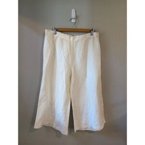 Bogari Linen Blend Wide Leg Culottes Women Size L Off-White Coastal Minimalist
